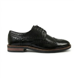 Stokes - Sapatos Oxford de couro preto com bico brogue e cadarço para homem
