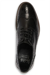 Stokes - Sapatos Oxford de couro preto com bico brogue e cadarço para homem