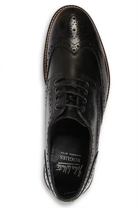 Stokes - Sapatos Oxford de couro preto com bico brogue e cadarço para homem