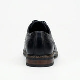 Stokes - Sapatos Oxford de couro preto com bico brogue e cadarço para homem