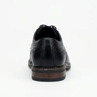 Stokes - Sapatos Oxford de couro preto com bico brogue e cadarço para homem