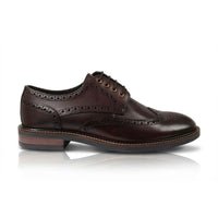 Stokes - Sapatos Oxford de couro marrom com bico brogue e amarração