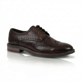 Stokes - Sapatos Oxford de couro marrom com bico brogue e amarração