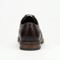 Stokes - Sapatos Oxford de couro marrom com bico brogue e amarração