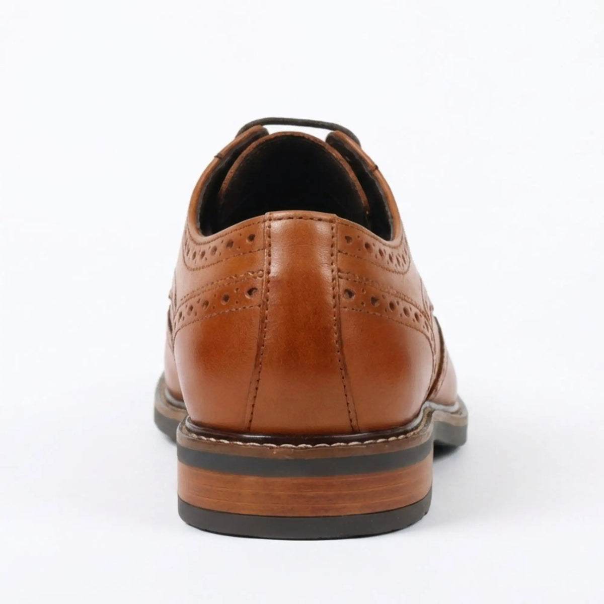 Stokes - Sapatos Oxford de couro marrom-claro com amarração e bico brogue