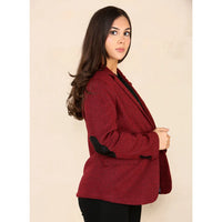 Blazer feminino em tweed espinha de peixe, vermelho vinho, clássico dos anos 1920.