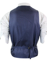 Colete masculino azul em tweed espinha de peixe de lã, estilo Peaky Blinders vintage retrô.
