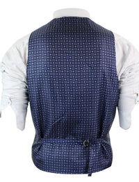 Colete masculino azul em tweed espinha de peixe de lã, estilo Peaky Blinders vintage retrô.