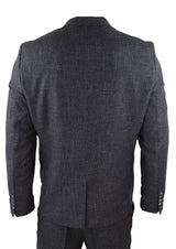 Terno masculino vintage de tweed preto de 3 peças - STZ14