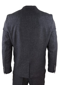 Terno masculino vintage de tweed preto de 3 peças - STZ14
