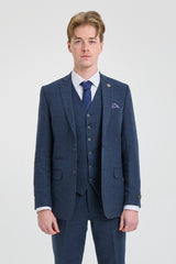 Terno masculino azul-marinho de lã estilo Peaky Blinders