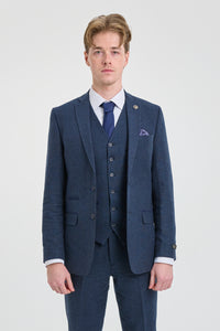 Terno masculino azul-marinho de lã estilo Peaky Blinders
