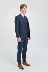 Terno masculino azul-marinho de lã estilo Peaky Blinders