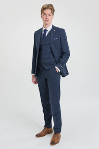 Terno masculino azul-marinho de lã estilo Peaky Blinders