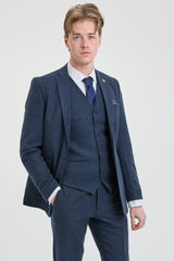 Terno masculino azul-marinho de lã estilo Peaky Blinders