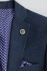 Terno masculino azul-marinho de lã estilo Peaky Blinders