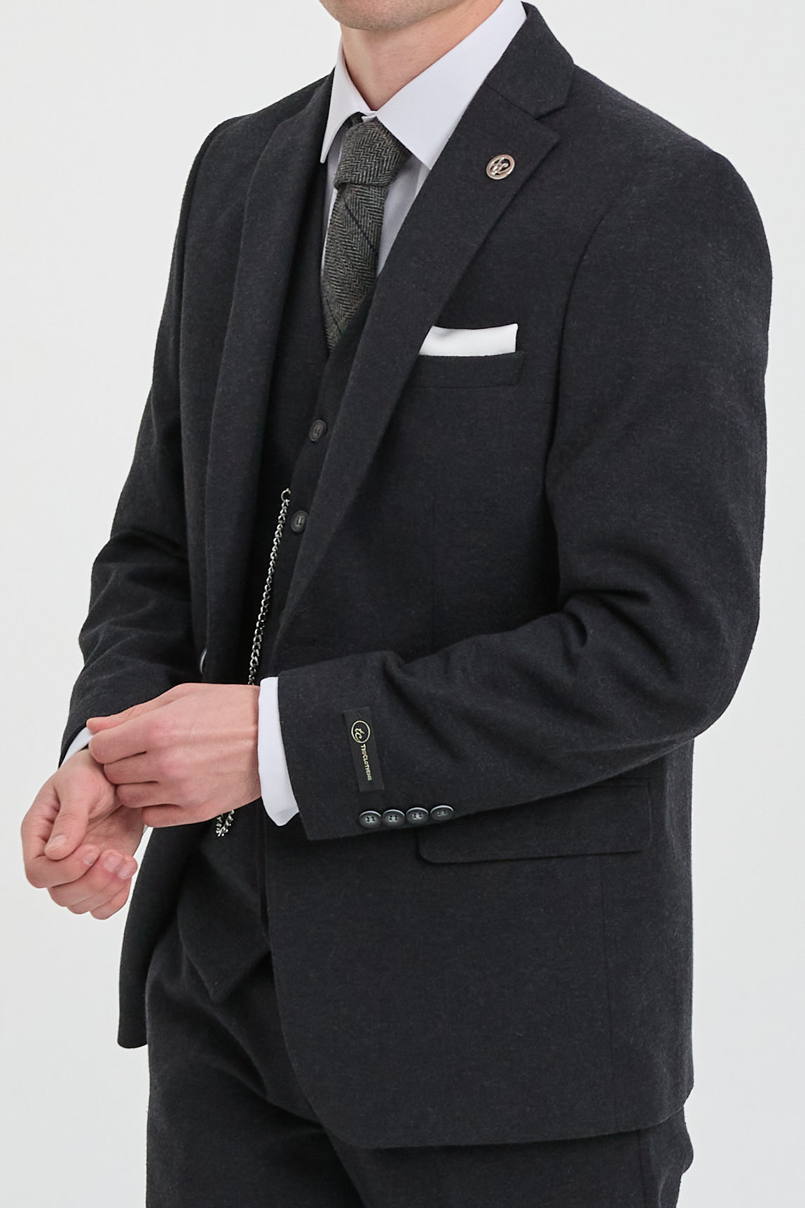 Terno masculino preto vintage dos anos 1920