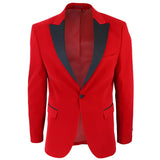 Smoking masculino vermelho de veludo com lapelas de cetim para jantar, casamento, formatura e traje de gala.