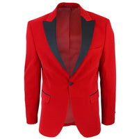 Smoking masculino vermelho de veludo com lapelas de cetim para jantar, casamento, formatura e traje de gala.