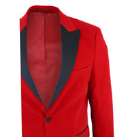 Smoking masculino vermelho de veludo com lapelas de cetim para jantar, casamento, formatura e traje de gala.