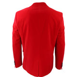 Smoking masculino vermelho de veludo com lapelas de cetim para jantar, casamento, formatura e traje de gala.