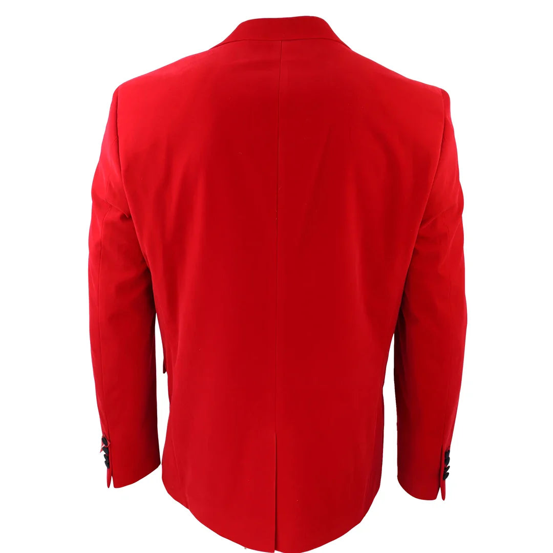 Smoking masculino vermelho de veludo com lapelas de cetim para jantar, casamento, formatura e traje de gala.