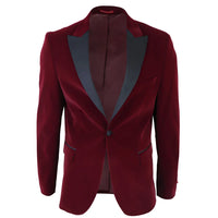 Smoking masculino em veludo vinho com lapelas de cetim para jantar, casamento, formatura e traje de gala.