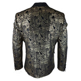 STZ64-65 - Blazer masculino de veludo com estampa floral paisley, estilo smoking.