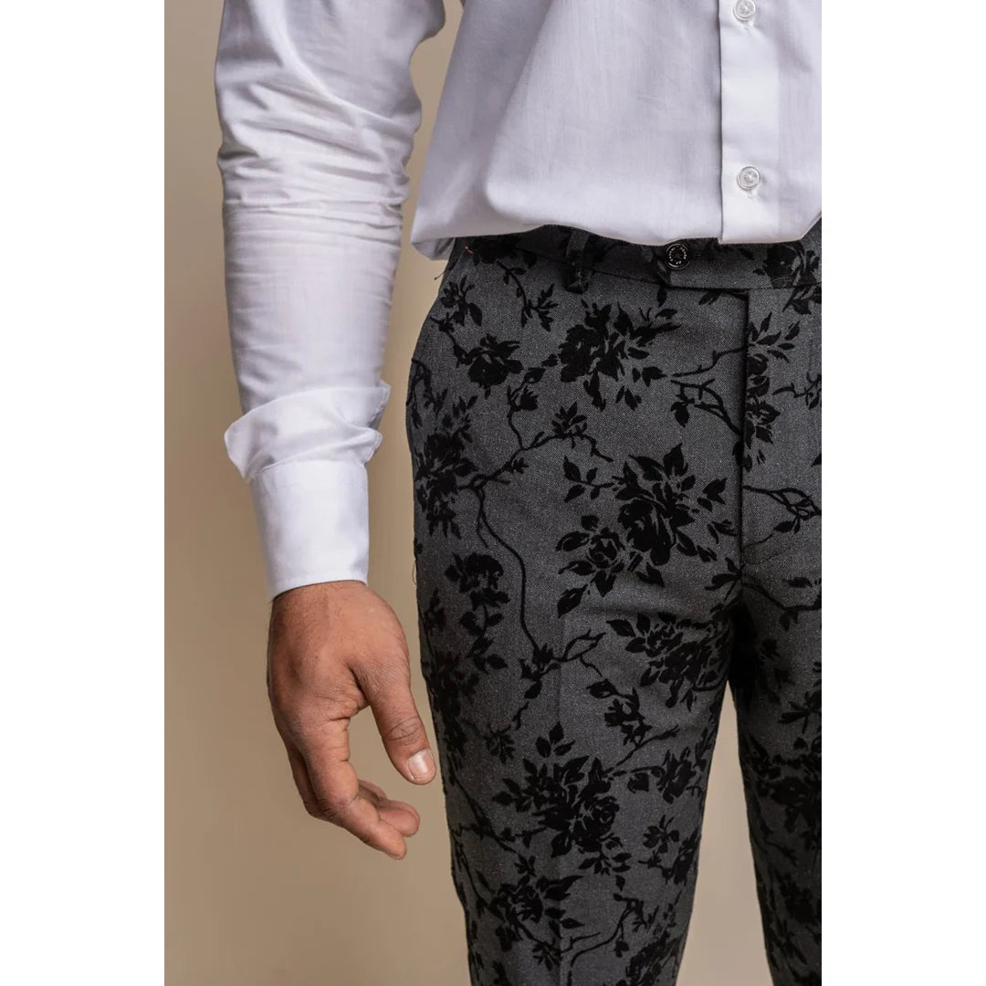 Georgi - Calças pretas florais para homem