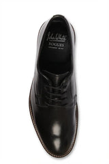 Tanner - Sapatos Derby de couro preto com bico liso e amarração