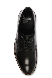 Tanner - Sapatos Derby de couro preto com bico liso e amarração