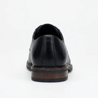 Tanner - Sapatos Derby de couro preto com bico liso e amarração