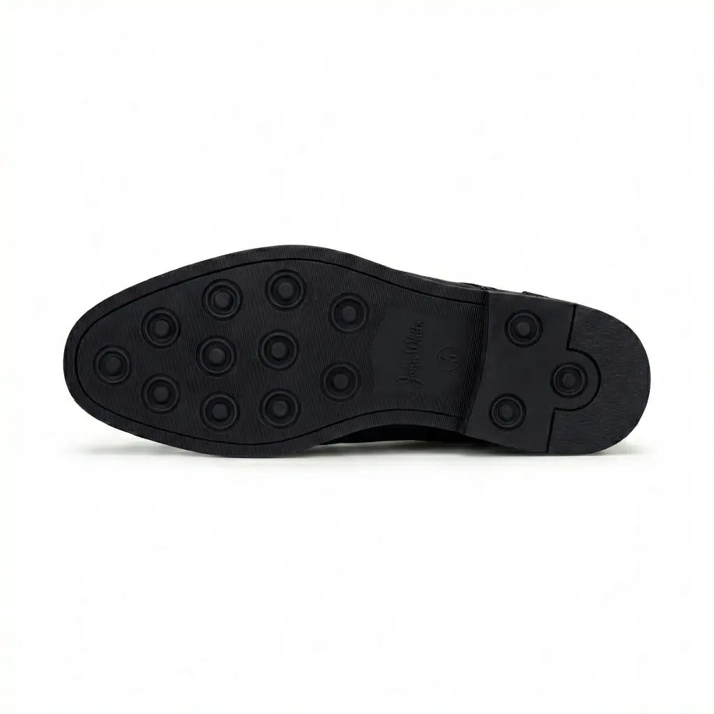 Tanner - Sapatos Derby de couro preto com bico liso e amarração