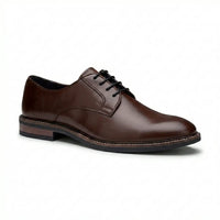 Tanner - Sapatos Derby de couro marrom com bico liso e amarração