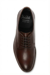 Tanner - Sapatos Derby de couro marrom com bico liso e amarração