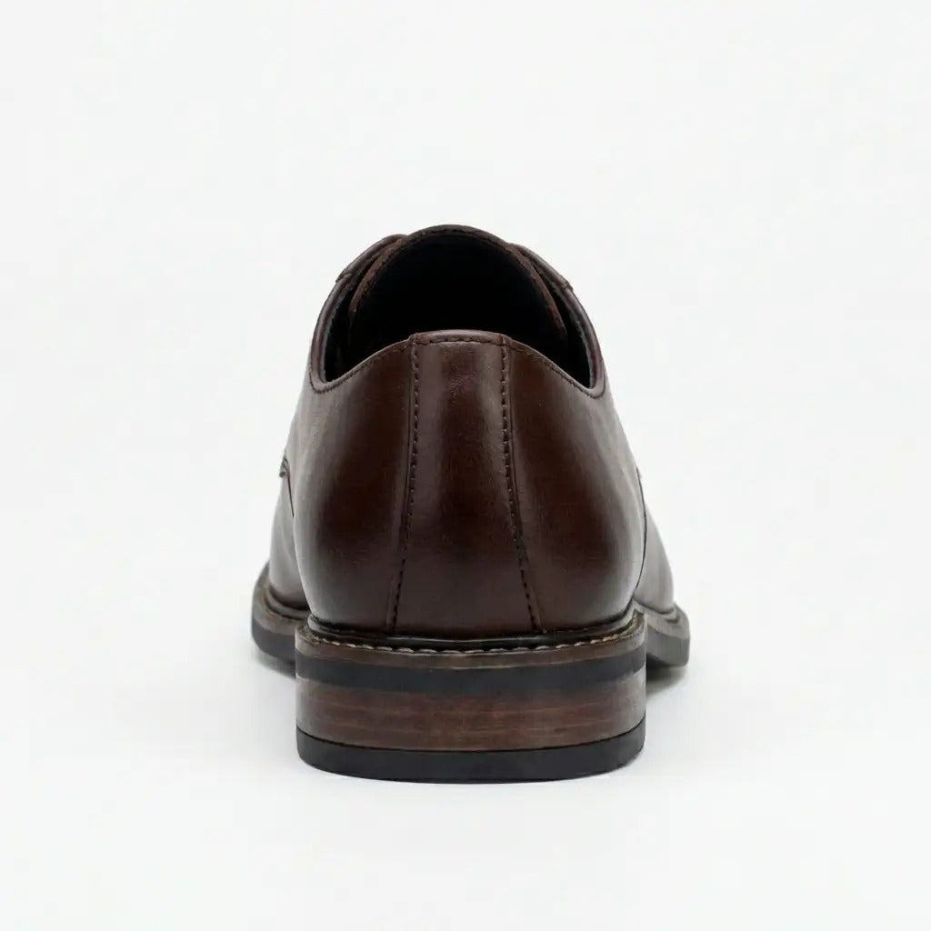Tanner - Sapatos Derby de couro marrom com bico liso e amarração