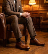 Taylor - Sapatos Derby Clássicos Masculinos de Couro Marrom com Cadarço