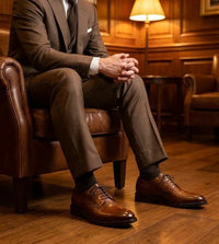 Taylor - Sapatos Derby Clássicos Masculinos de Couro Marrom com Cadarço