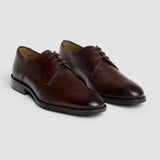 Taylor - Sapatos Derby Clássicos Masculinos em Couro Marrom Chocolate