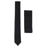 Conjunto de gravata e lenço de bolso masculino - Listras pretas STZ42, tamanho único