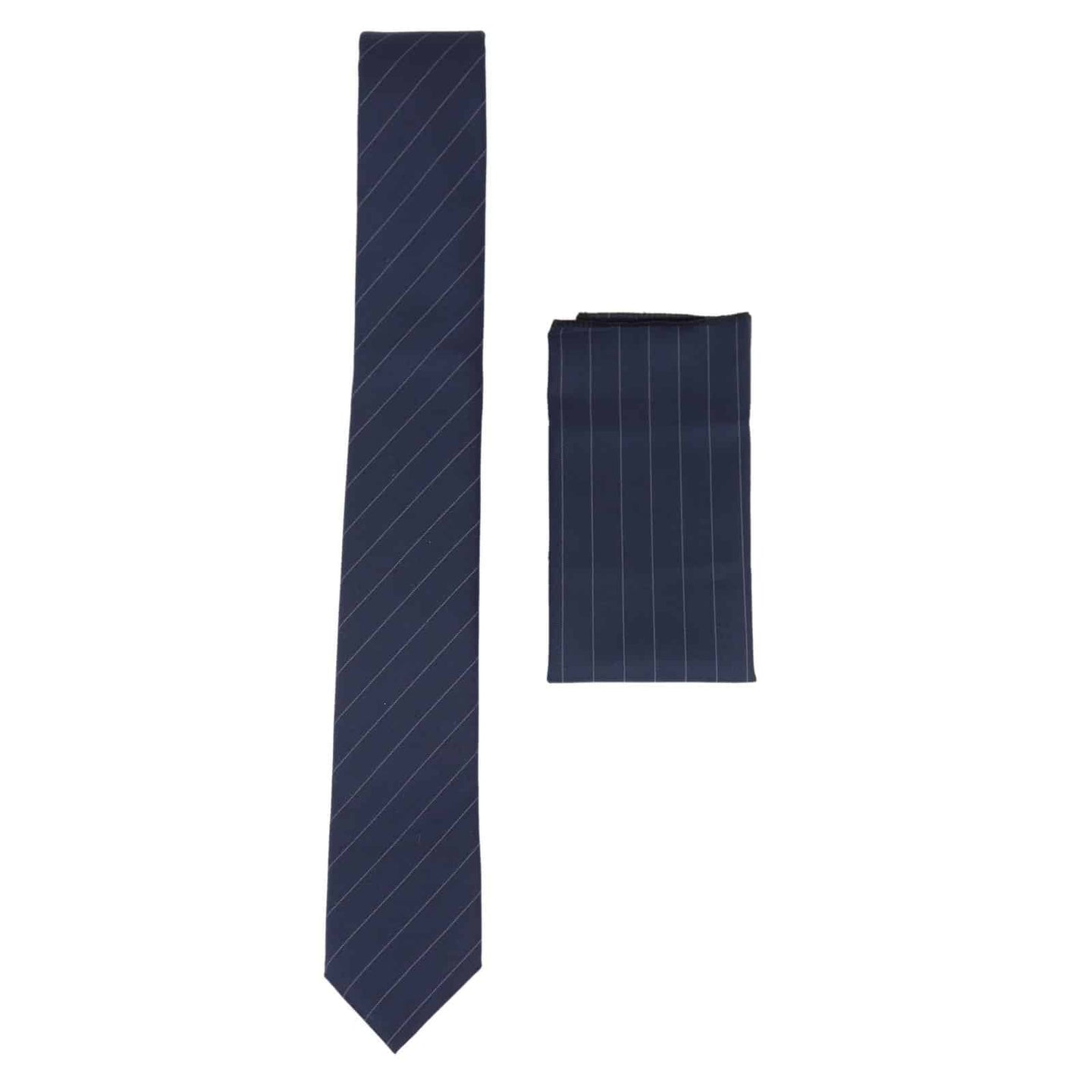 Conjunto de gravata e lenço masculino - Listras azul-marinho STZ41, tamanho único