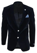Blazer masculino de veludo com 2 botões, corte elegante e casual, ideal para jantares formais e ocasiões formais - Preto