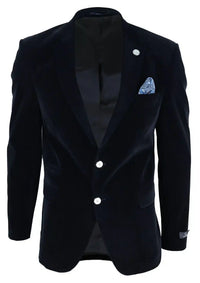Blazer masculino de veludo com 2 botões, corte elegante e casual, ideal para jantares formais e ocasiões formais - Preto