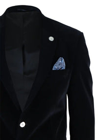 Blazer masculino de veludo com 2 botões, corte elegante e casual, ideal para jantares formais e ocasiões formais - Preto