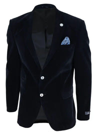 Blazer masculino de veludo com 2 botões, corte elegante e casual, ideal para jantares formais e ocasiões formais - Preto