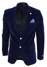 Blazer masculino de veludo com 2 botões para jantar, estilo casual elegante, corte sob medida.