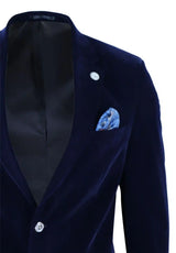 Blazer masculino de veludo com 2 botões para jantar, estilo casual elegante, corte sob medida.