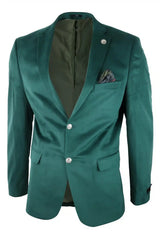 Blazer masculino de veludo, com 2 botões, para jantar, casual elegante, corte sob medida - Verde
