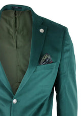 Blazer masculino de veludo, com 2 botões, para jantar, casual elegante, corte sob medida - Verde