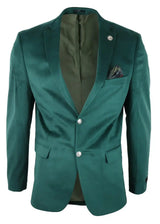 Blazer masculino de veludo, com 2 botões, para jantar, casual elegante, corte sob medida - Verde